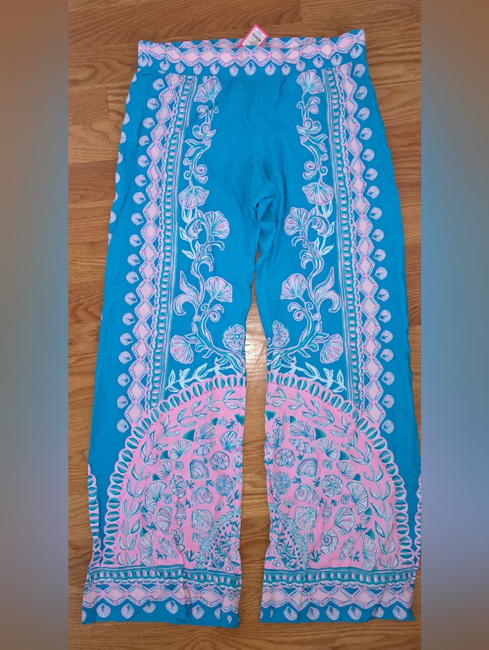 Lilly Pulitzer Bal Harbour Palazzo Pant Waterya Waiting For Teal NWT Size LARGE